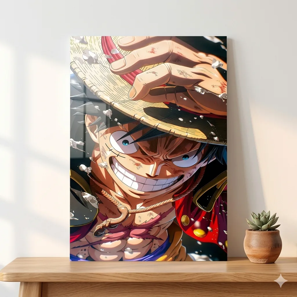 Monkey D. Luffy Fierce Anime Wall Art – One Piece Epic Portrait — Anime metal print wall art India