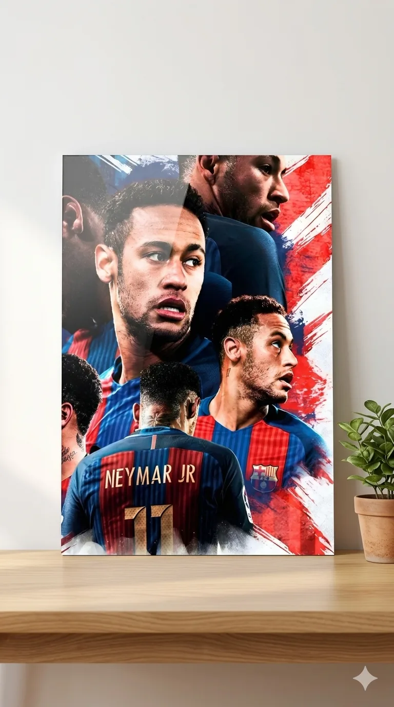 Neymar Jr Barcelona Metallic Wall Art Print – Decor — Football metal print wall art India