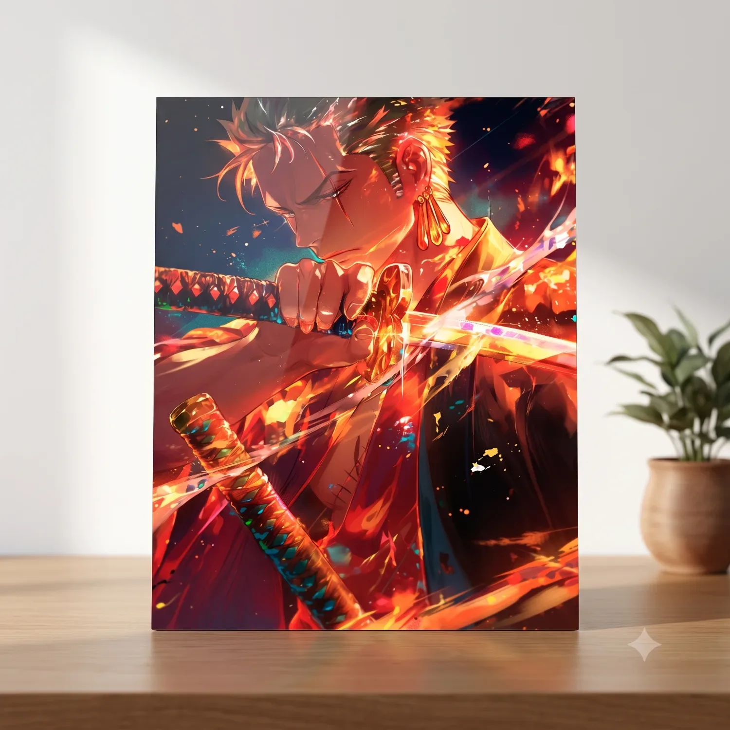 Zoro Samurai Metallic Wall Art — Anime metal print wall art India
