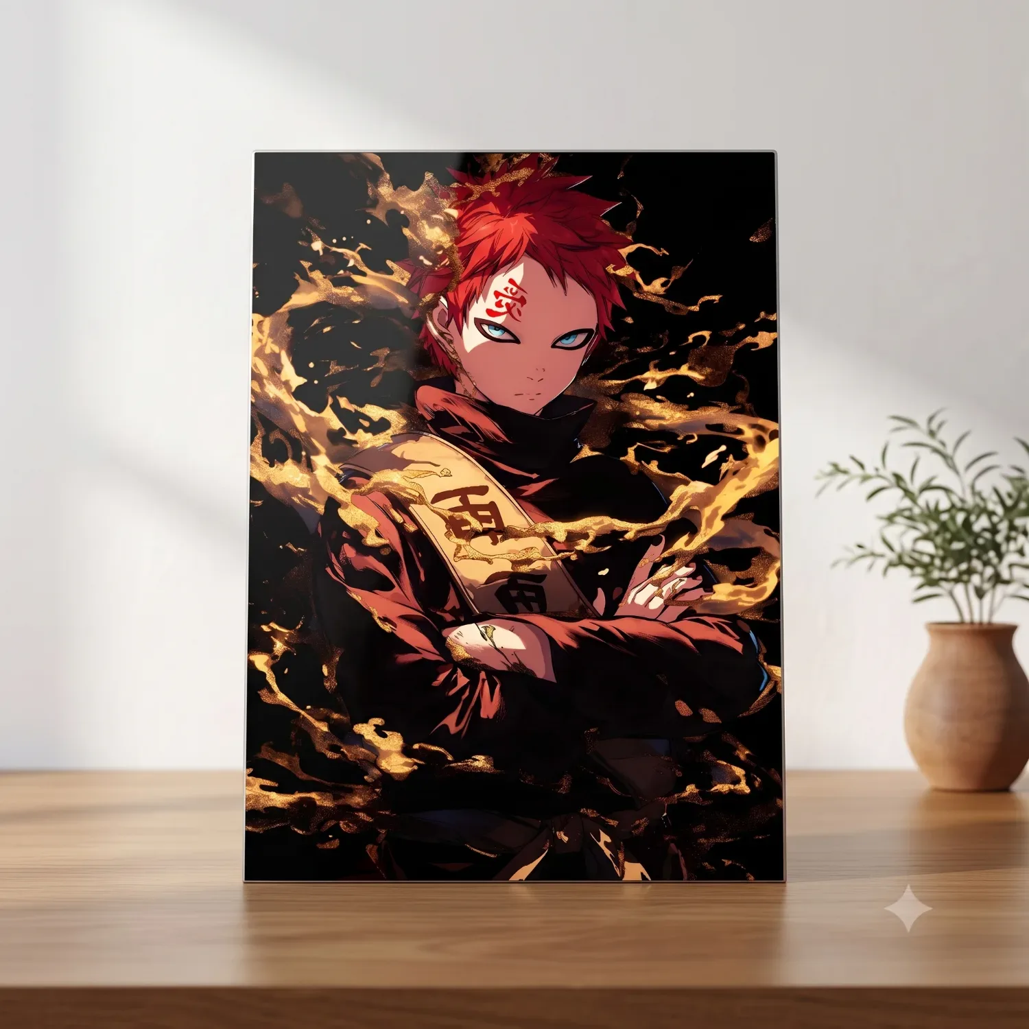 Gaara Metallic Wall Art Print — Anime metal print wall art India